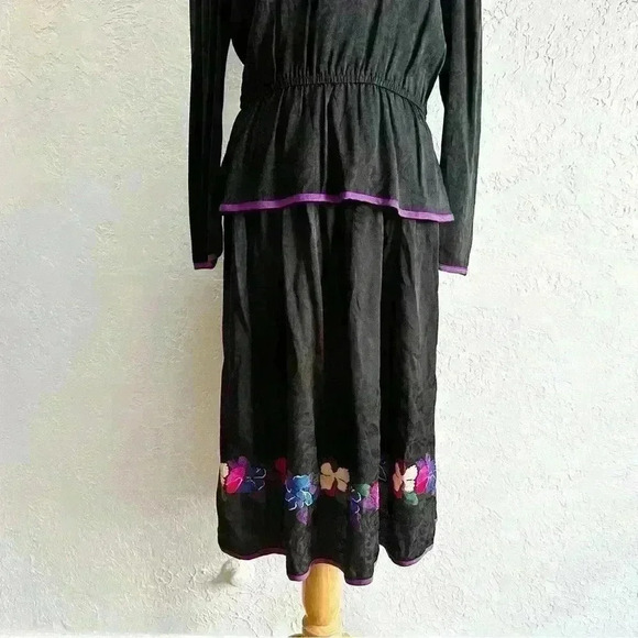 Mary McFadden silk 2 piece floral‎ print set size 4 - Picture 4 of 14